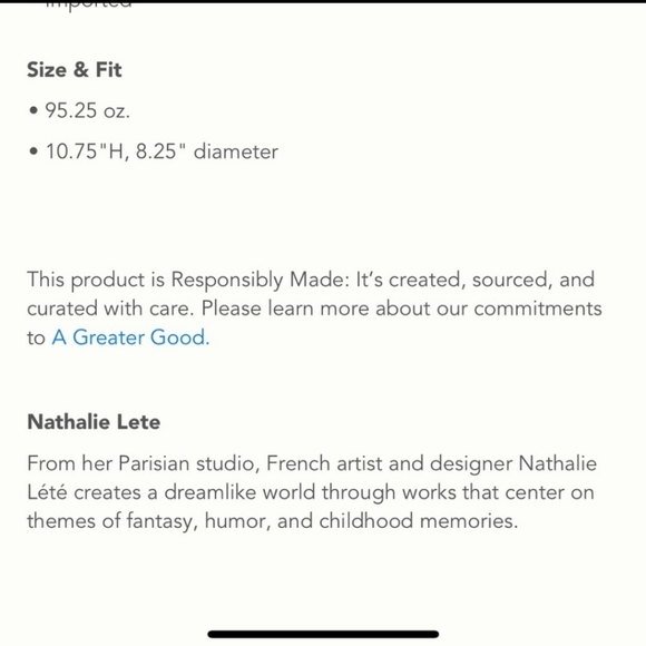 Anthropologie NIB Nathalie Lete Pitcher Hand-DecaledStoneware Responsibly Made - Picture 10 of 10